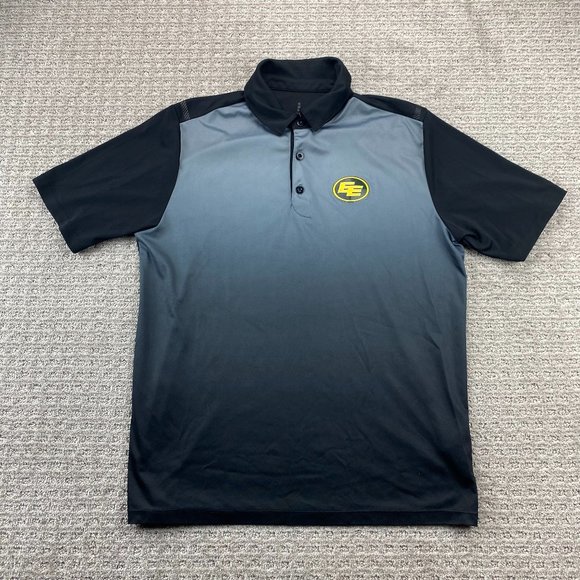 Edmonton Football Golf Shirt Men Medium M Black Gray Polo Polyester CFL Elevate - Picture 1 of 9